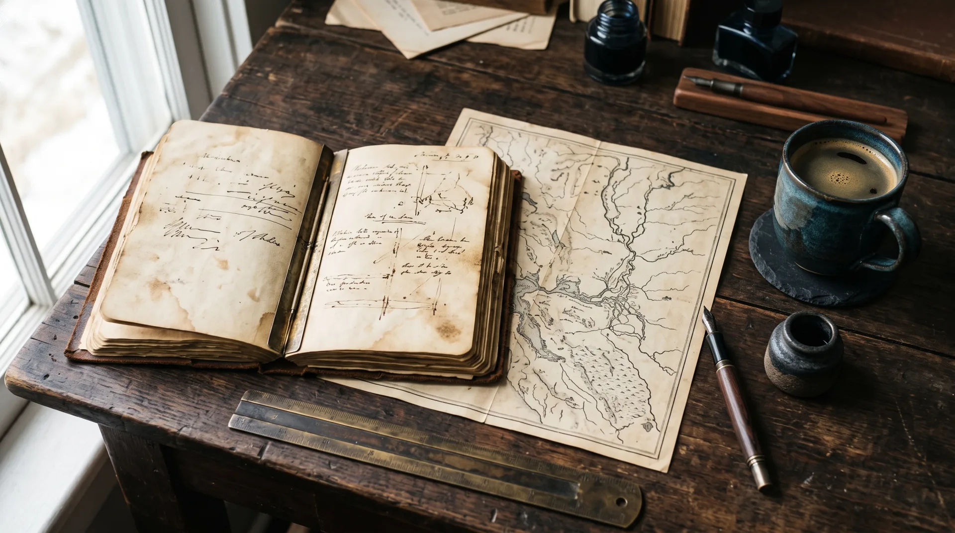 Mapa e anotações originais do projeto, iniciado em 2008